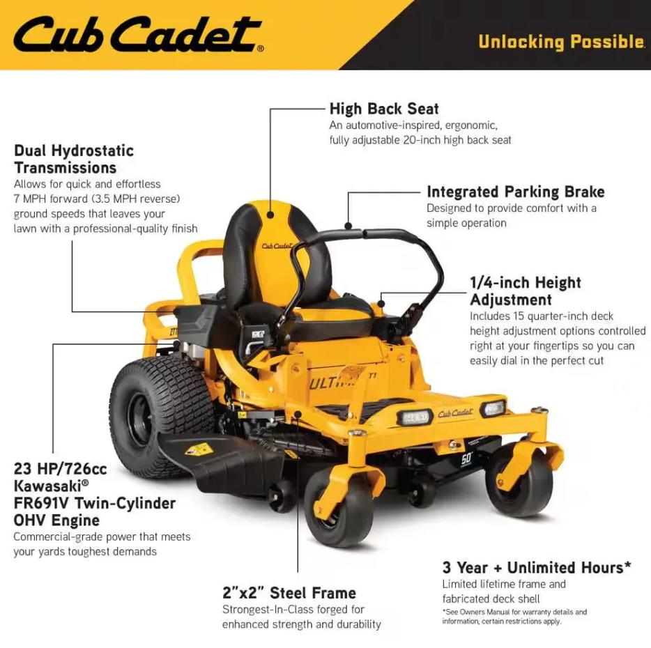 cub cadet ultima zt1 50″ zero turn riding lawn mower – power, precision & comfort cub cadet ultima zt1 50″ zero turn riding lawn mower – power, precision & comfort