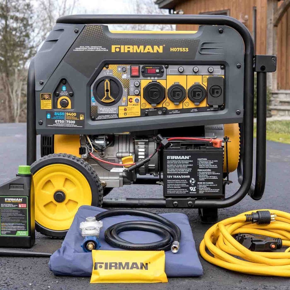 firman h07553 7500w/9400w dual fuel portable generator firman h07553 7500w/9400w dual fuel portable generator