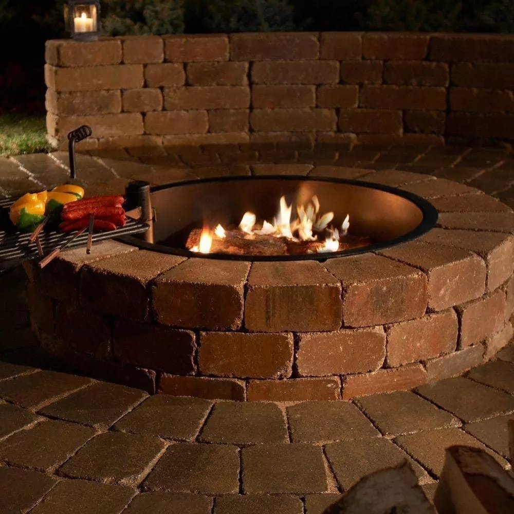 necessories wood burning fire pit kit 48″ w/ cooking grate, concrete in santa fe necessories wood burning fire pit kit 48″ w/ cooking grate, concrete in santa fe
