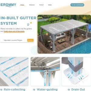 erommy outdoor louvered pergola gazebo with adjustable aluminum rainproof roof erommy outdoor louvered pergola gazebo with adjustable aluminum rainproof roof