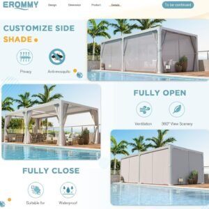 erommy outdoor louvered pergola gazebo with adjustable aluminum rainproof roof erommy outdoor louvered pergola gazebo with adjustable aluminum rainproof roof