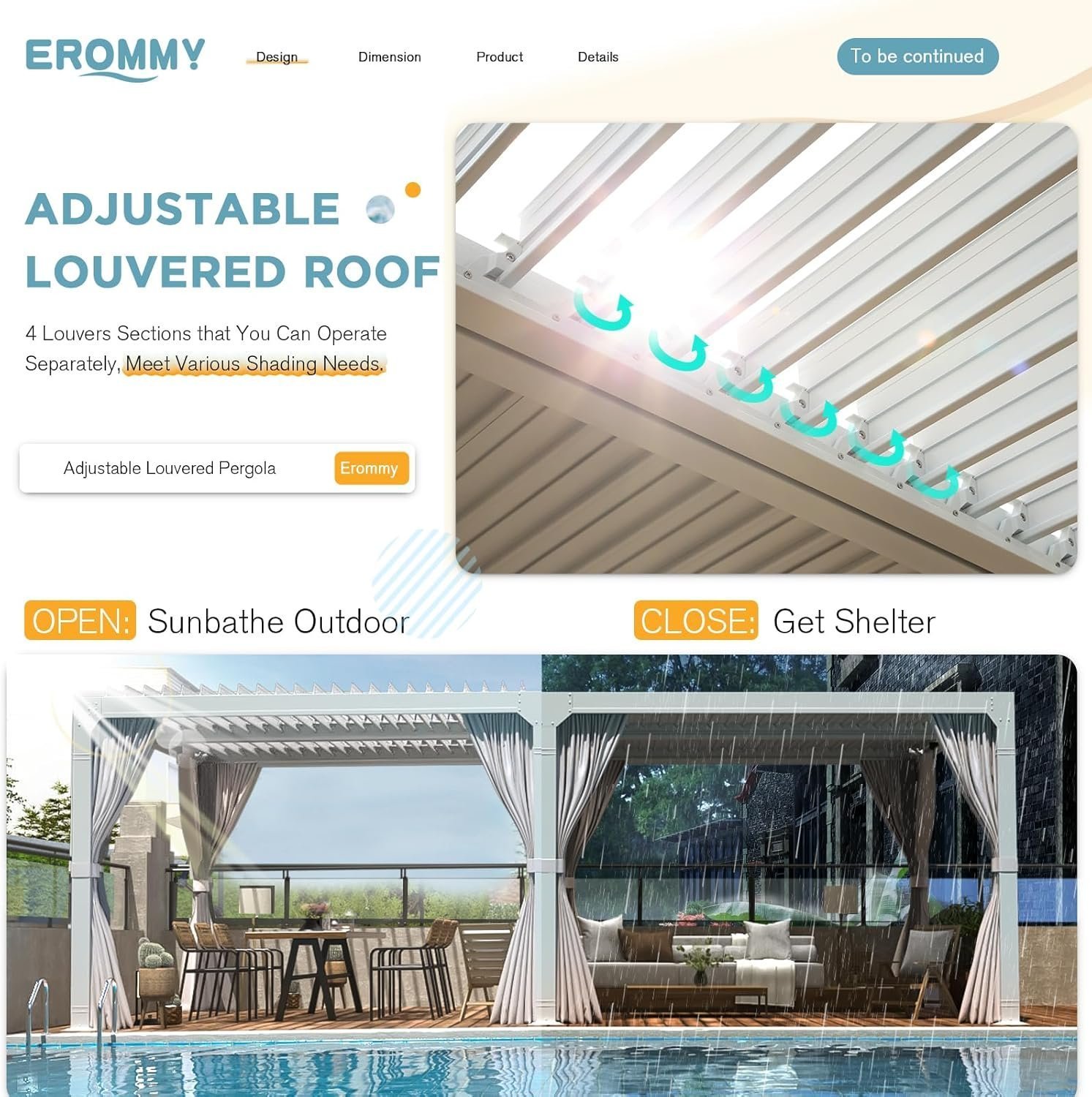 erommy outdoor louvered pergola gazebo with adjustable aluminum rainproof roof erommy outdoor louvered pergola gazebo with adjustable aluminum rainproof roof
