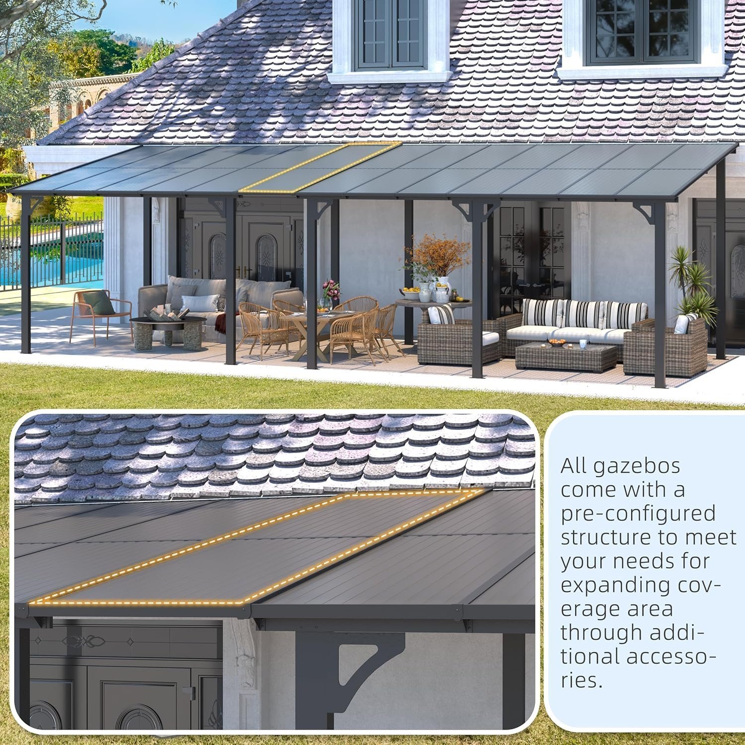 aecojoy 14×12 ft aluminum pergola with canopy aecojoy 14×12 ft aluminum pergola with canopy