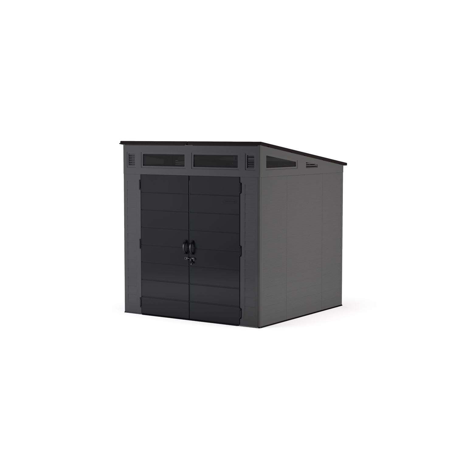 suncast modernist 7 ft. x 7 ft. resin vertical pent storage shed with floor kit suncast modernist 7 ft. x 7 ft. resin vertical pent storage shed with floor kit