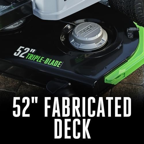 ego power+ electric riding lawn mower, 52″ deck with zero turn radius, includes (6) 56v 12.0ah batteries and charger – zt5207l ego power+ electric riding lawn mower, 52″ deck with zero turn radius, includes (6) 56v 12.0ah batteries and charger – zt5207l