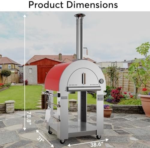 empava pizza oven with open shelf and wheels for outdoor kitchen, wood fire for grill & camping backyard party in stainless steel, 38.6 inch, italian red empava pizza oven with open shelf and wheels for outdoor kitchen, wood fire for grill & camping backyard party in stainless steel, 38.6 inch, italian red
