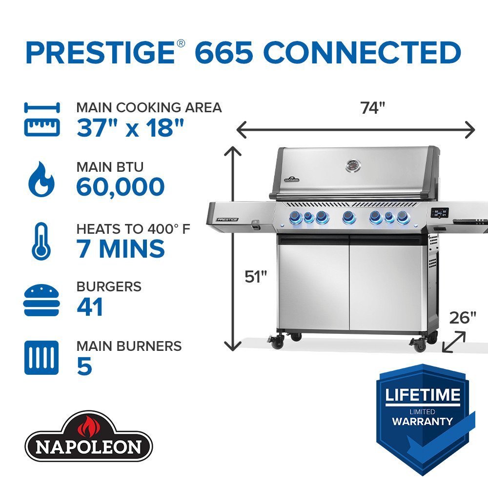napoleon prestige 665 connected, gas grill with infrared side and rear burner napoleon prestige 665 connected, gas grill with infrared side and rear burner