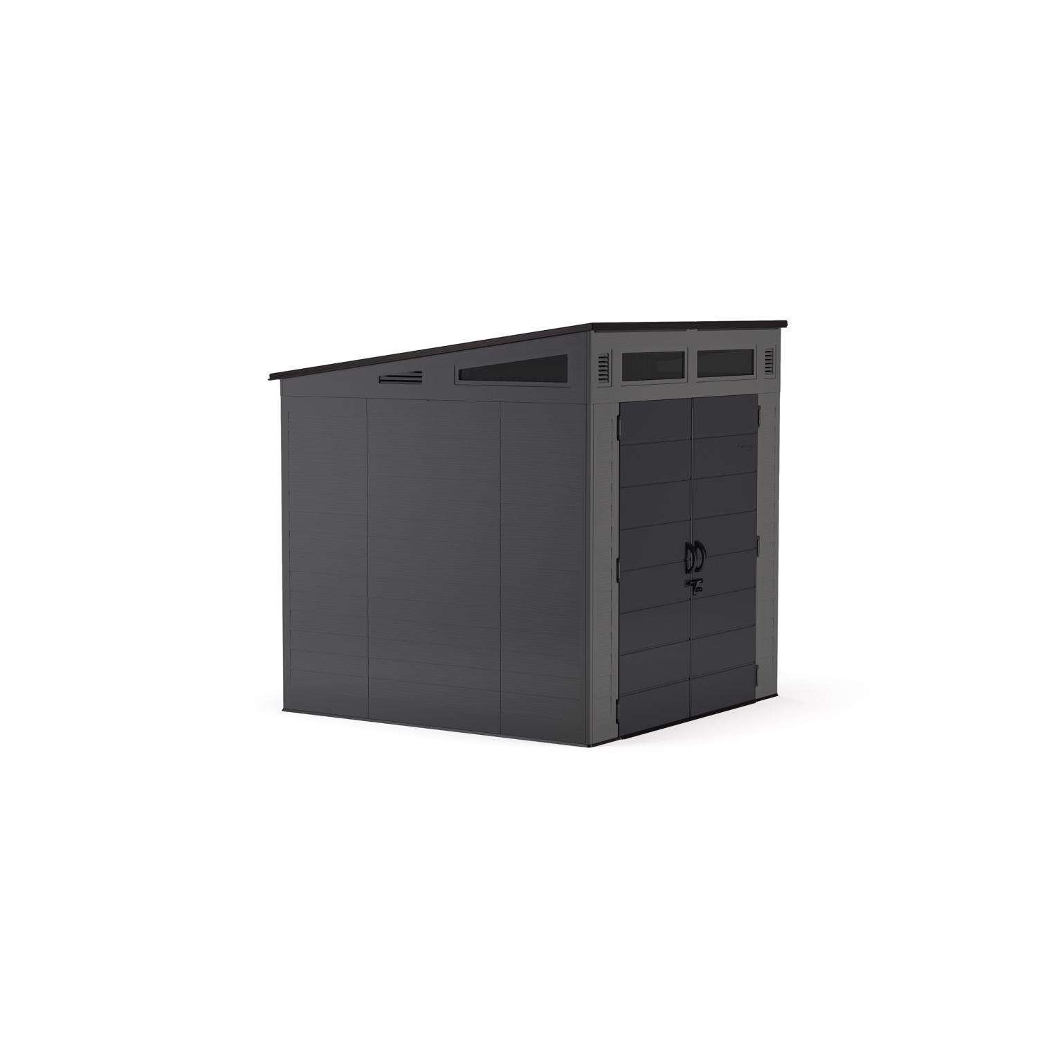 suncast modernist 7 ft. x 7 ft. resin vertical pent storage shed with floor kit suncast modernist 7 ft. x 7 ft. resin vertical pent storage shed with floor kit