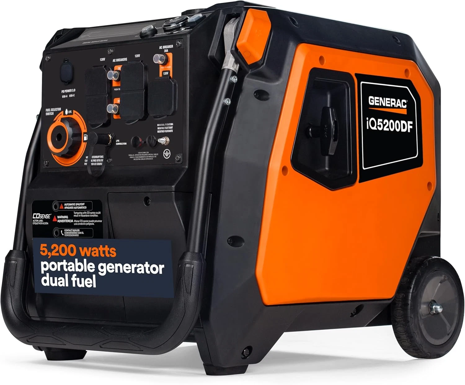 generac iq5200 df 3900 watt electric start dual fuel inverter generator generac iq5200 df 3900 watt electric start dual fuel inverter generator