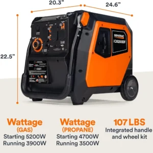 generac iq5200 df 3900 watt electric start dual fuel inverter generator generac iq5200 df 3900 watt electric start dual fuel inverter generator